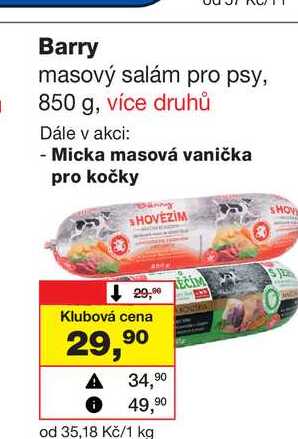 Barry masový salám pro psy, 850 g