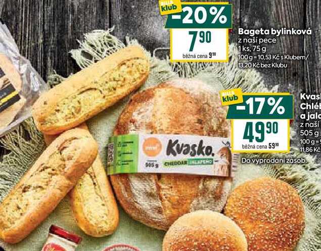 Bageta bylinková z naší pece 1 ks, 75 g
