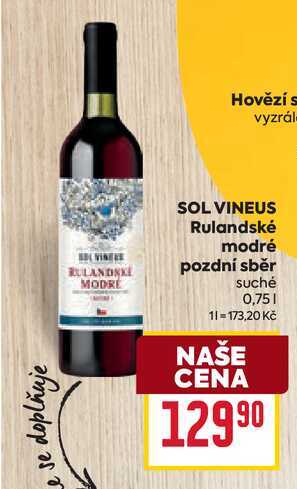 SOL VINEUS Rulandské modré pozdní sběr suché 0,75l