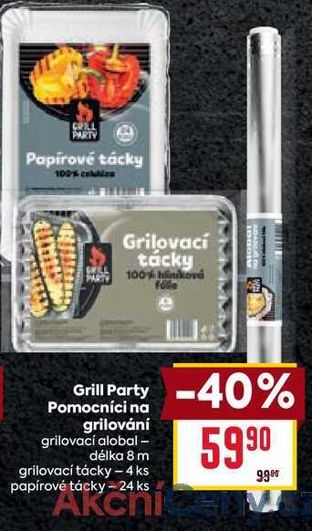 Grill Party Pomocníci na grilování grilovací alobal - délka 8 m grilovací tácky - 4 ks papírové tácky - 24 ks