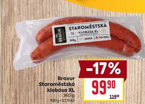 Bravur Staroměstská klobása XL 360 g