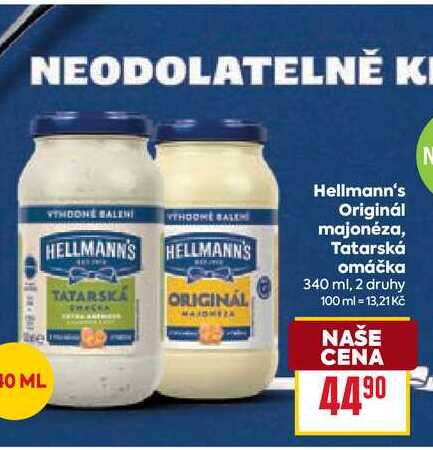HELLMANN'S TATARSKA ORIGINAL omáčka 340 ml