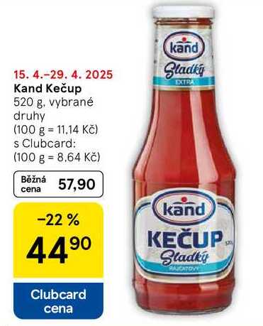 Kand Kečup, 520 g, vybrané druhy 