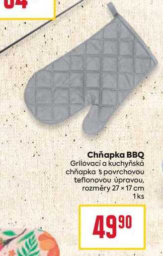Chňapka BBQ Grilovací a kuchyňská chňapka s povrchovou teflonovou úpravou, rozměry 27 x 17 cm 1ks 