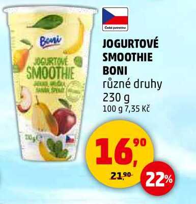 JOGURTOVÉ SMOOTHIE BONI různé druhy, 230 g  v akci