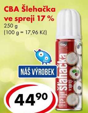 CBA Šlehačka spreji 17%, 250 g
