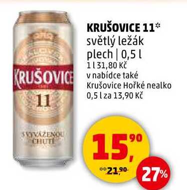 KRUŠOVICE 11 světlý ležák plech, 0,5 l 