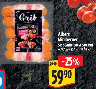   Albert Miniberner se slaninou a sýrem   250 g 