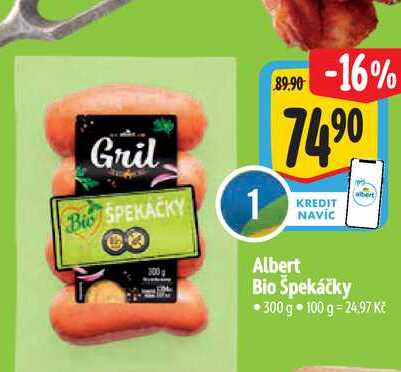   Albert Bio Špekáčky  300 g  