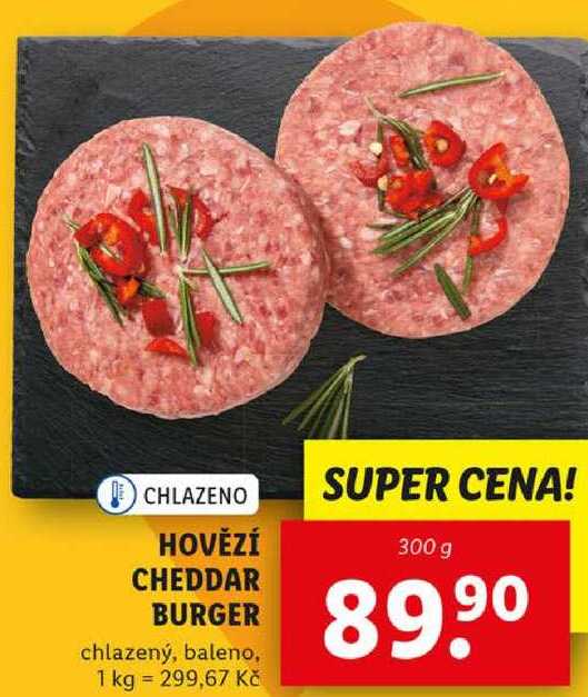 HOVĚZÍ CHEDDAR BURGER, 300 g