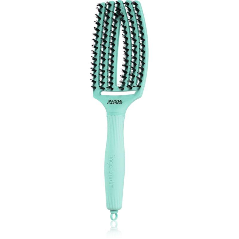 Olivia Garden Fingerbrush Boar & Nylon kartáč na vlasy s nylonovými a kančími štětinami Arctic Teal 1 ks