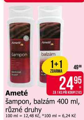 Ameté šampon, balzám 400 ml, různé druhy 