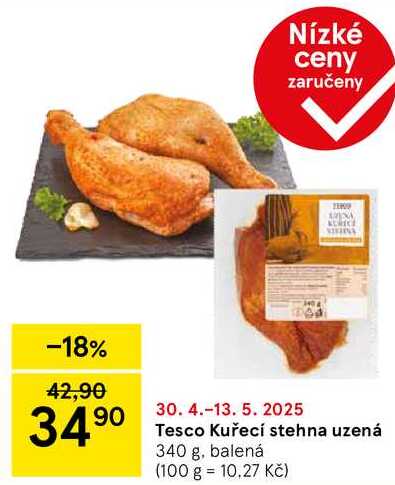 Tesco Kuřecí stehna uzená, 340 g, balená 