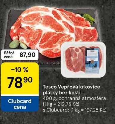 Tesco Vepřová krkovice plátky bez kosti, 400 g 