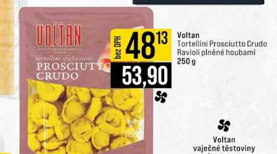 Voltan Tortellini Prosciutto Crudo Ravioli plněné houbami 250 g 