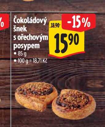 Čokoládový šnek s ořechovým posypem 85 g 