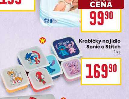 Krabičky na jídlo Sonic a Stitch 1 ks 