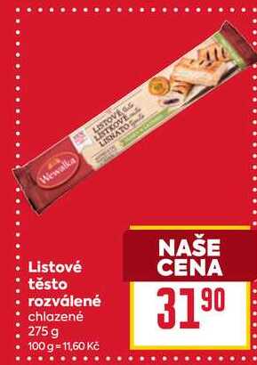 Listové těsto rozvalené chlazené 275 g