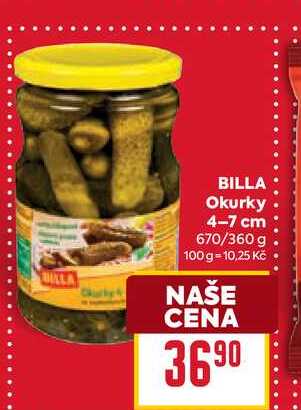 BILLA Okurky 4-7 cm 670/360 g