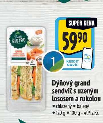   Dýňový grand sendvič s uzeným lososem a rukolou  120 g