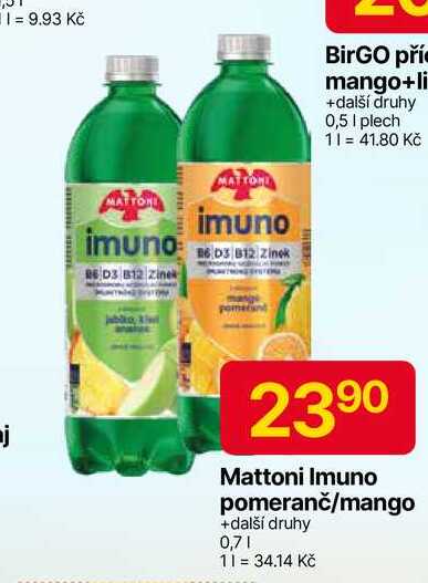Mattoni Imuno pomeranč/mango +další druhy 0,7l
