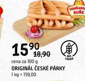 Vodňanské Kuře Original české párky 100g