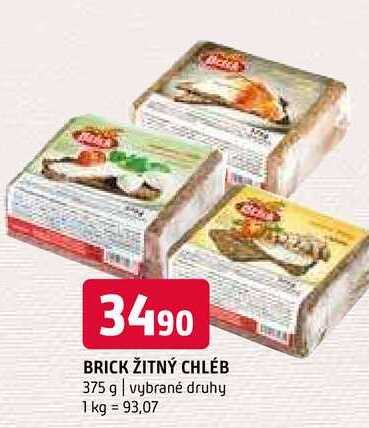 Brick žitný chléb 375 g vybrané druhy 