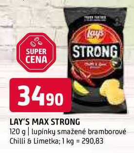 LAY'S max strong 120 g lupínky smažené bramborové Chilli & Limetka