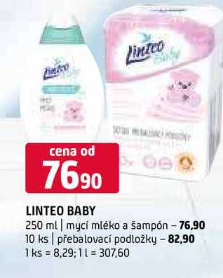 Linteo baby 250 ml mycí mléko a šampón 10 ks přebalovací podložky 
