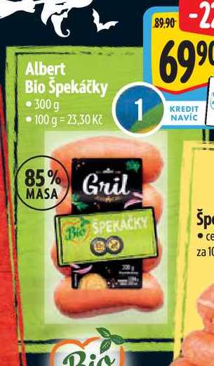 Albert Bio Špekáčky, 300 g