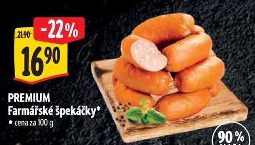 PREMIUM Farmářské špekáčky, cena za 100 g