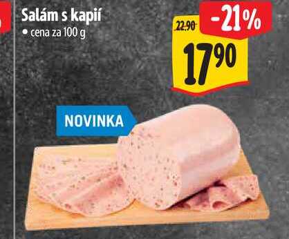 Salám s kapií, cena za 100 g 