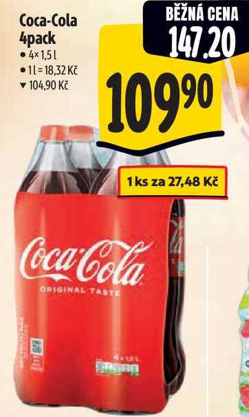 Coca-Cola 4pack, 4x 1,5 l