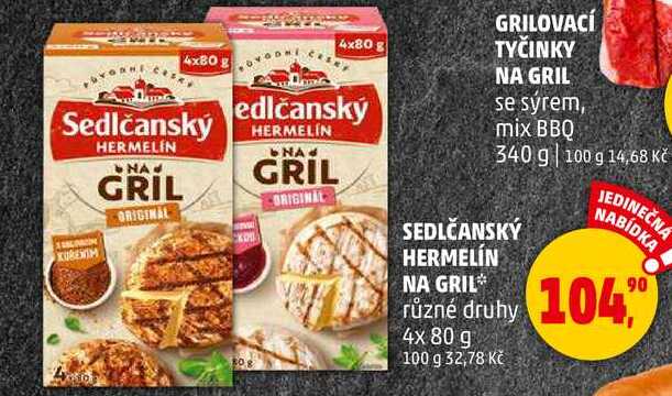 SEDLČANSKÝ HERMELÍN NA GRIL různé druhy, 4x 80 g  