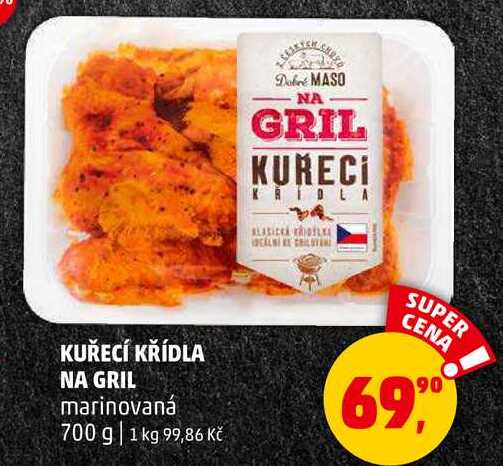 KUŘECÍ KŘÍDLA NA GRIL marinovaná, 700 g 