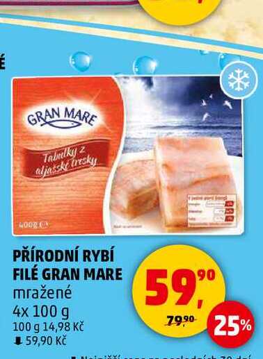 PŘÍRODNÍ RYBÍ FILÉ GRAN MARE mražené, 4x 100 g  