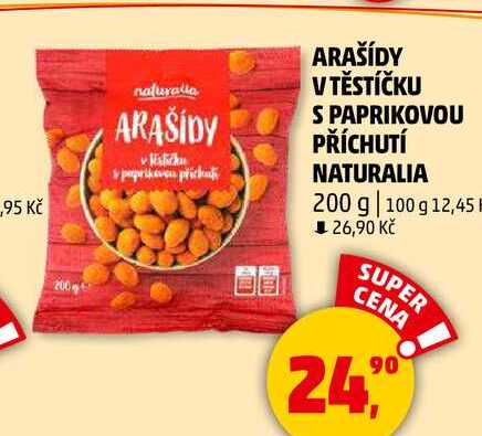 ARAŠÍDY V TĚSTÍČKU S PAPRIKOVOU PŘÍCHUTÍ NATURALIA, 200 g 