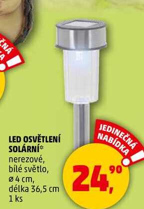 LED OSVĚTLENÍ SOLÁRNÍ nerezové, bílé světlo, 1 ks