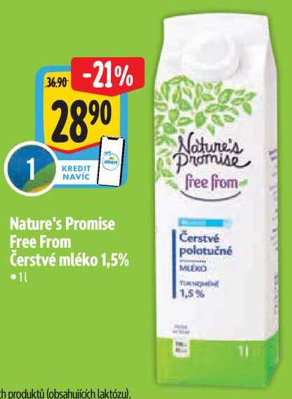 Nature's Promise Free From Čerstvé mléko 1,5%, 1 l