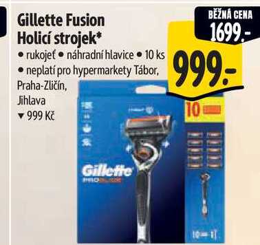 Gillette Fusion Holicí strojek, rukojeť náhradní hlavice 10 ks 