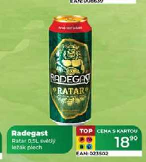 Radegast Ratar 0.5L světlý ležák plech 