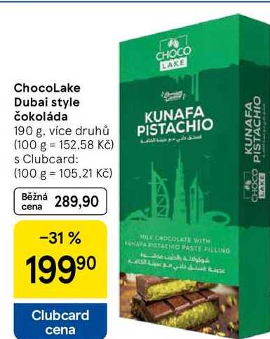 ChocoLake Dubai style čokoláda, 190 g, více druhů  