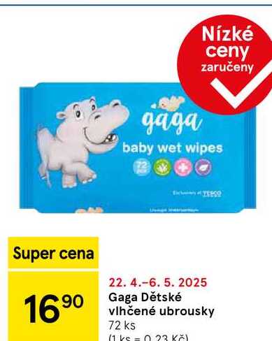 Gaga Dětské vlhčené ubrousky, 72 ks  