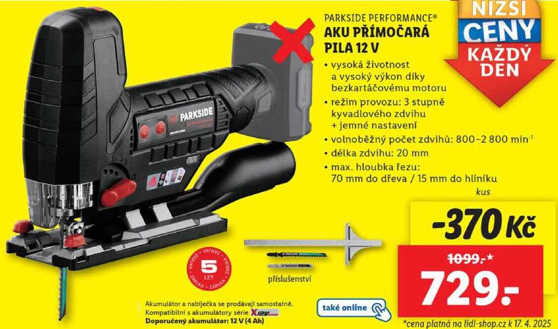 AKU PŘÍMOČARÁ PILA 12 V 