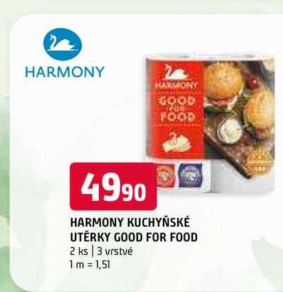 Harmony kuchyňské utěrky good for food 2 ks 3 vrstvé 