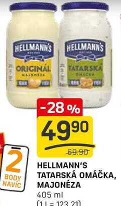 HELLMANN'S TATARSKÁ OMÁČKA, MAJONÉZA 405 ml 