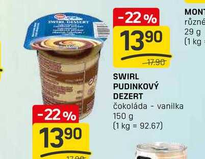 SWIRL PUDINKOVÝ DEZERT čokoláda vanilka 150 g 