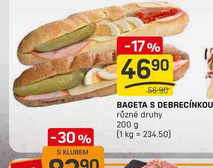 BAGETA S DEBRECÍNKOU různé druhy 200 g