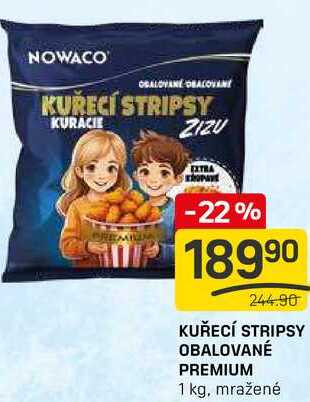 KUŘECÍ STRIPSY OBALOVANÉ PREMIUM 1 kg, mražené 