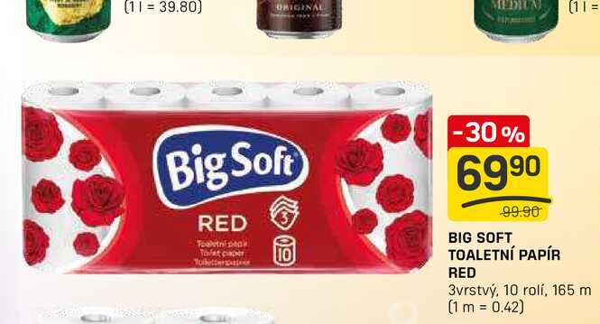 BIG SOFT TOALETNÍ PAPÍR RED 3vrstvý, 10 rolí